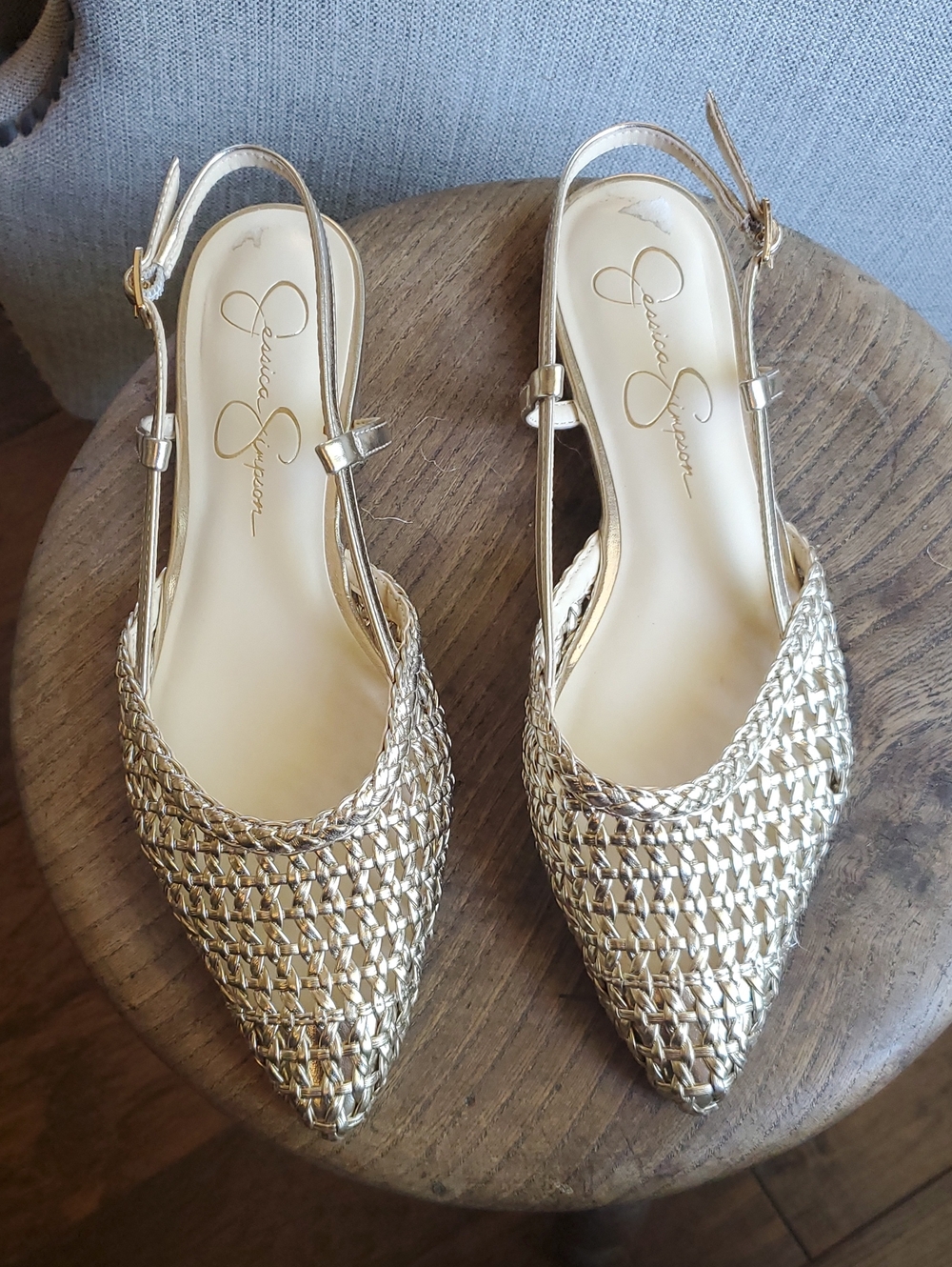 Jessica Simpson Metallic Gold Slingback Flats